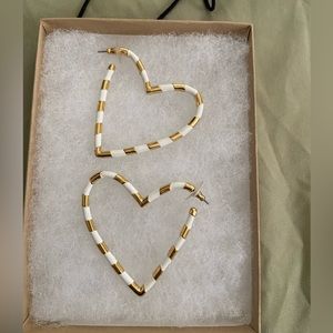 Bauble bar enamel heart shaped hoops